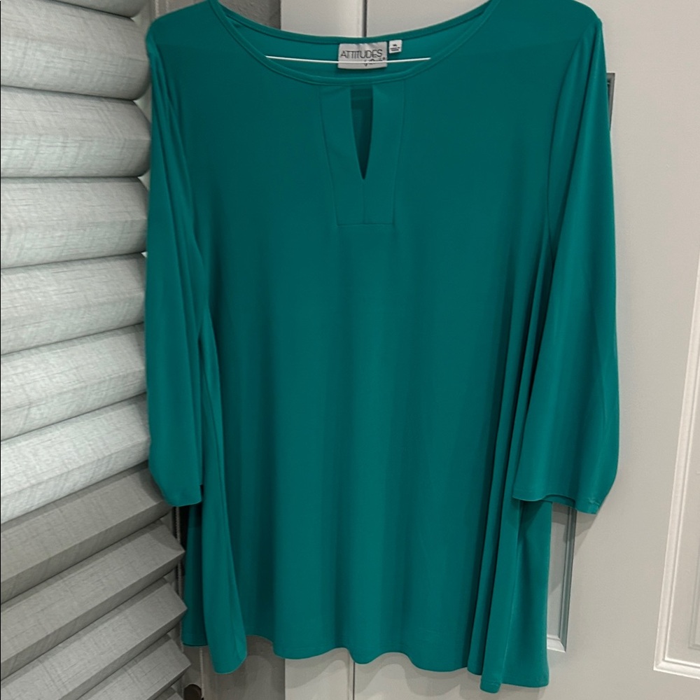 Attitudes by Renee Teal Tunic Top Blouse XL